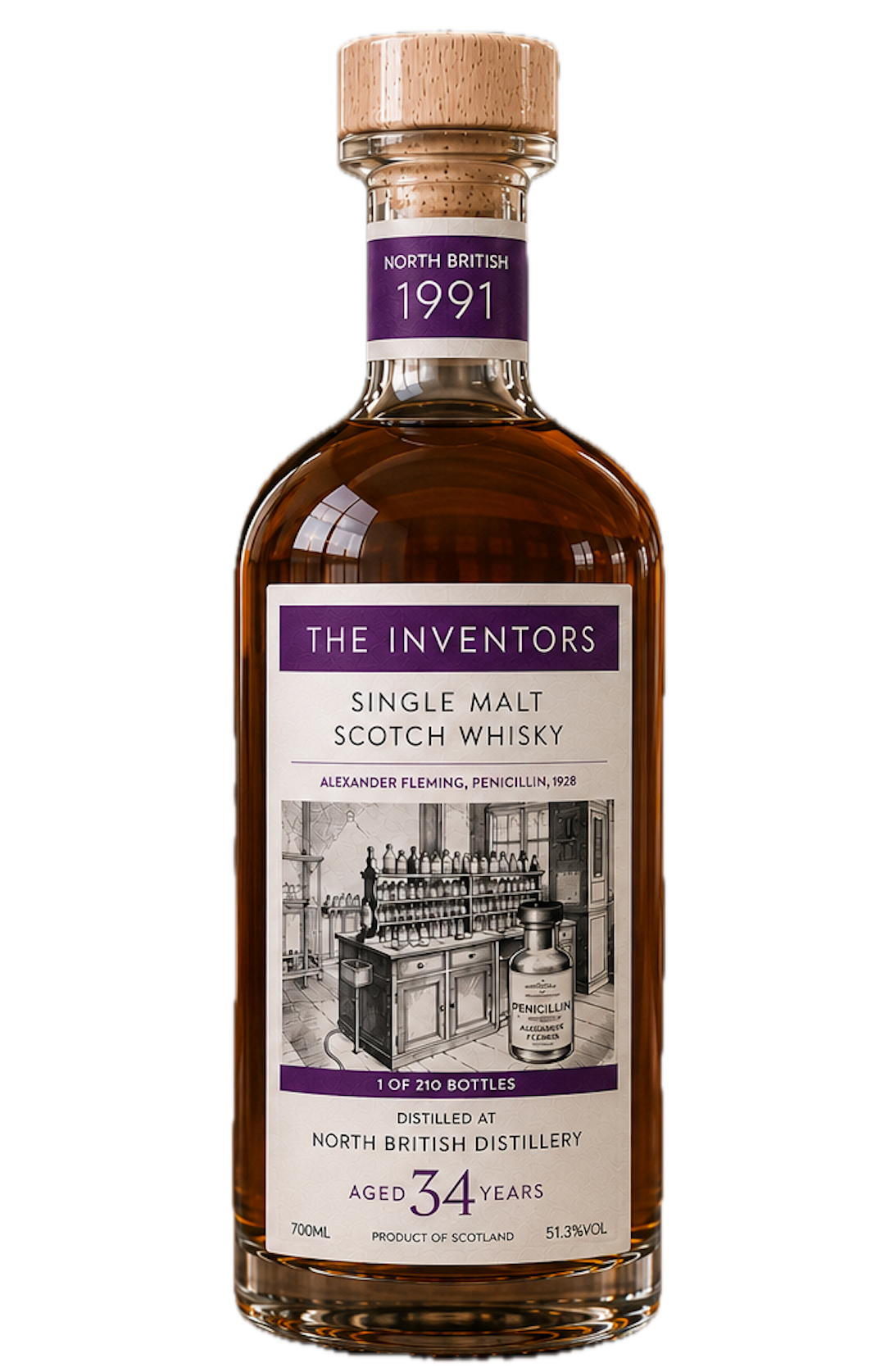 North British 1991 34 Year Old 'The Inventors' 51.30% 70cl