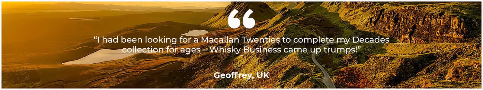 Customer testimonial for Whisky Business