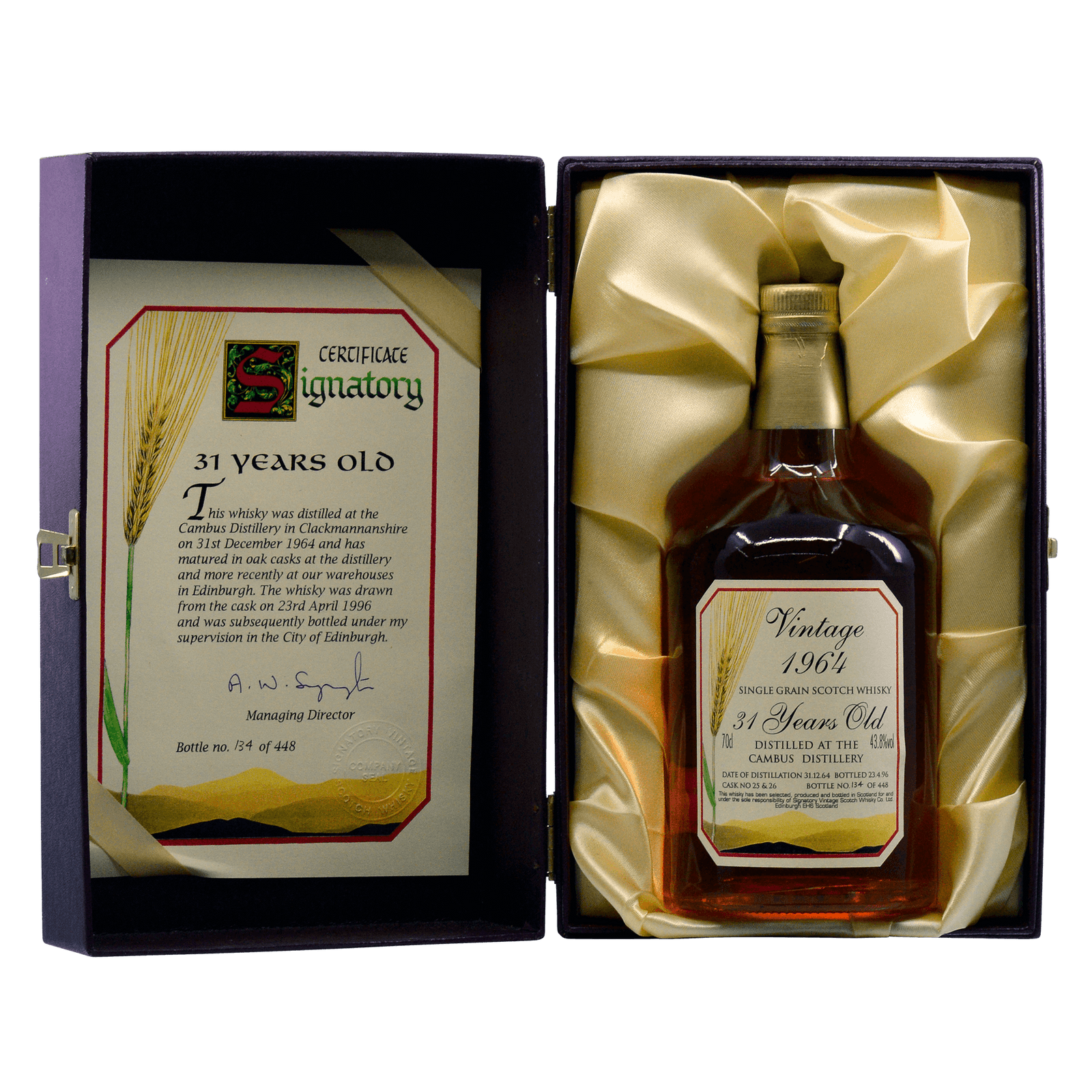 Cambus 1964 31 Year Old Signatory Vintage SW 43.80%