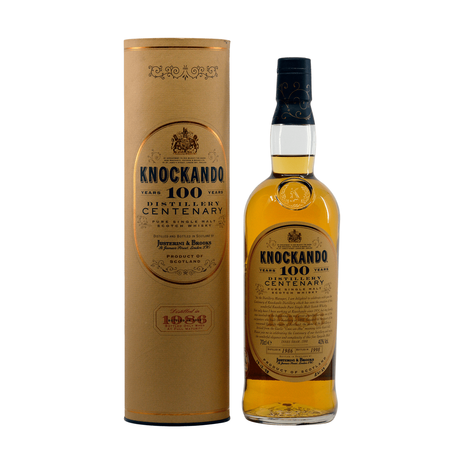 Knockando 1986 12 Year Old 'Distillery Centenary' Justerini & Brooks 40.00%