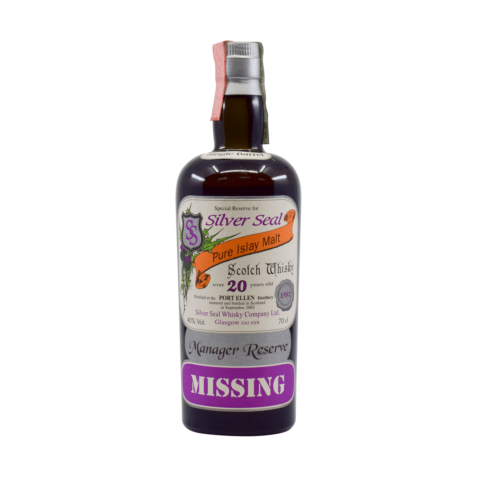 Port Ellen 20 Year Old 'Manager Reserve – Missing' Silver Seal 40.00% 70cl