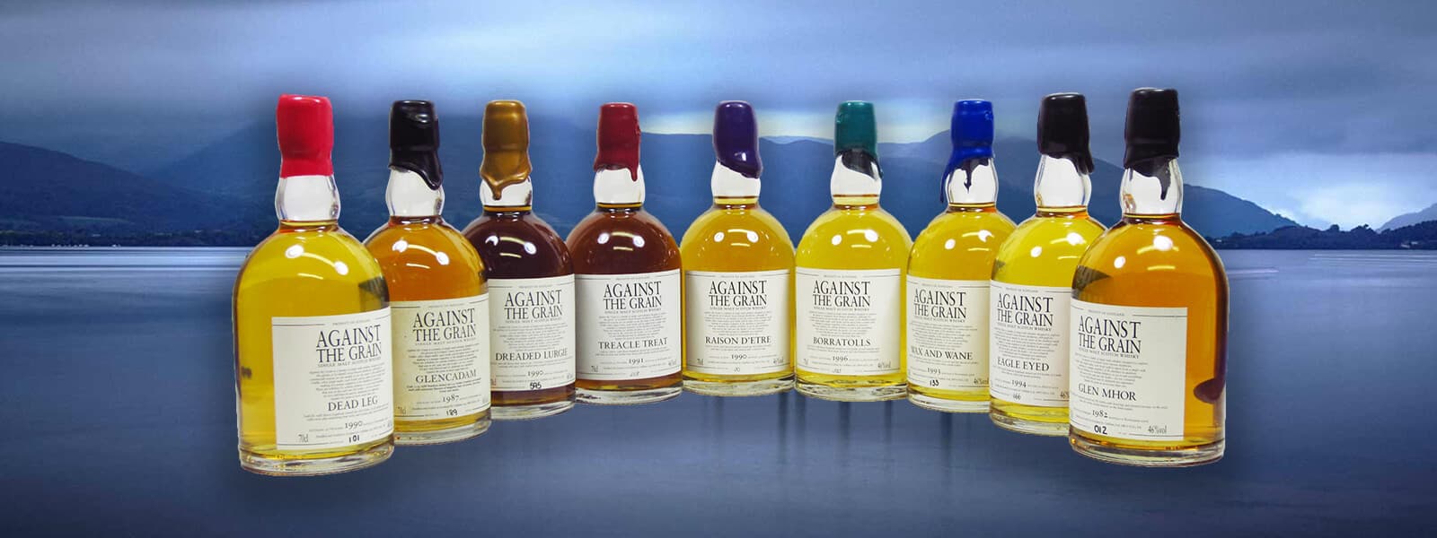 The Against The Grain series of fine whiskies by Oddbins.