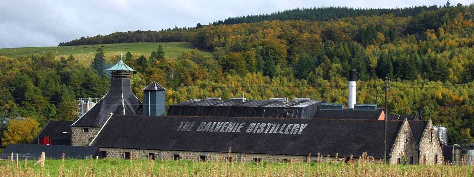 The Balvenie distillery in the Speyside whisky region of Scotland.