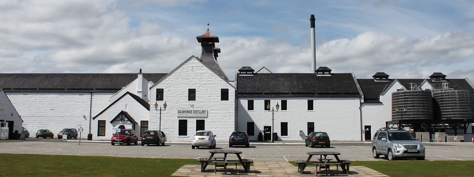 The Dalwhinnie distillery in the Highlands whisky region of Scotland.