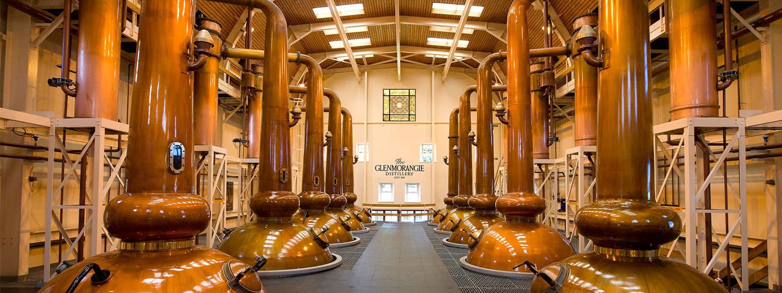 The Glenmorangie distillery in the Highland whisky region of Scotland.