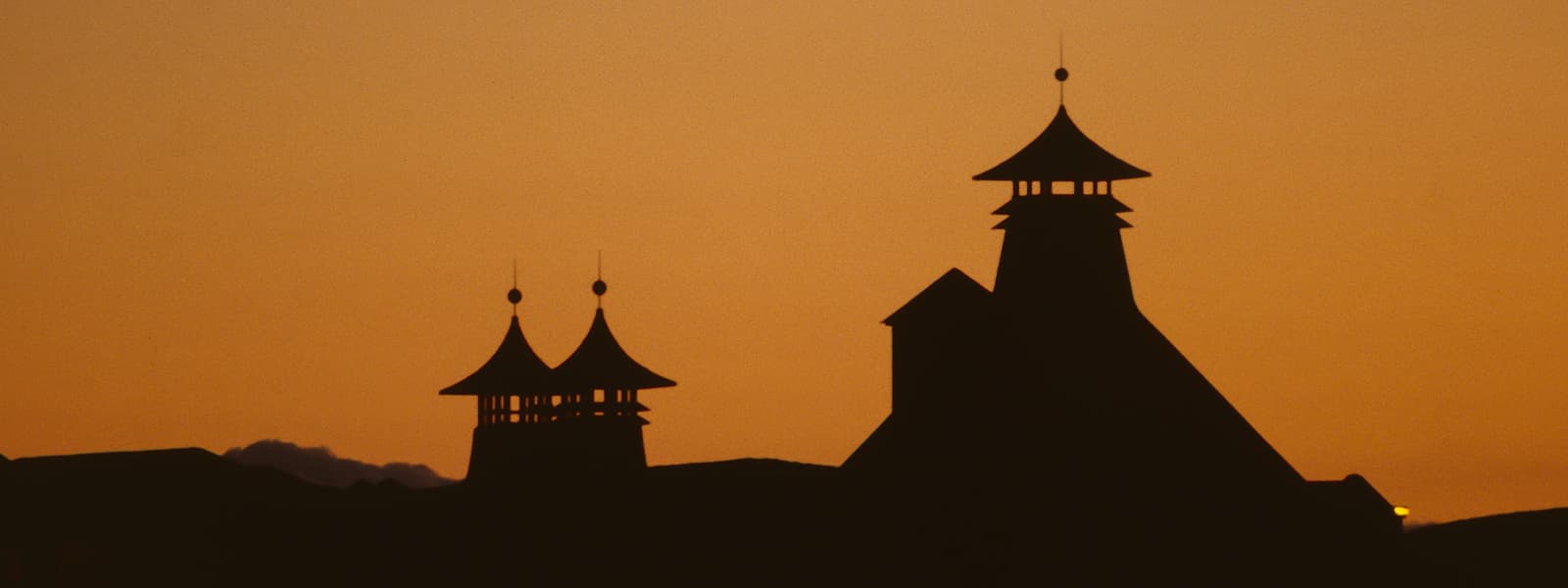 The pagodas of the iconic Port Ellen distillery on Islay.