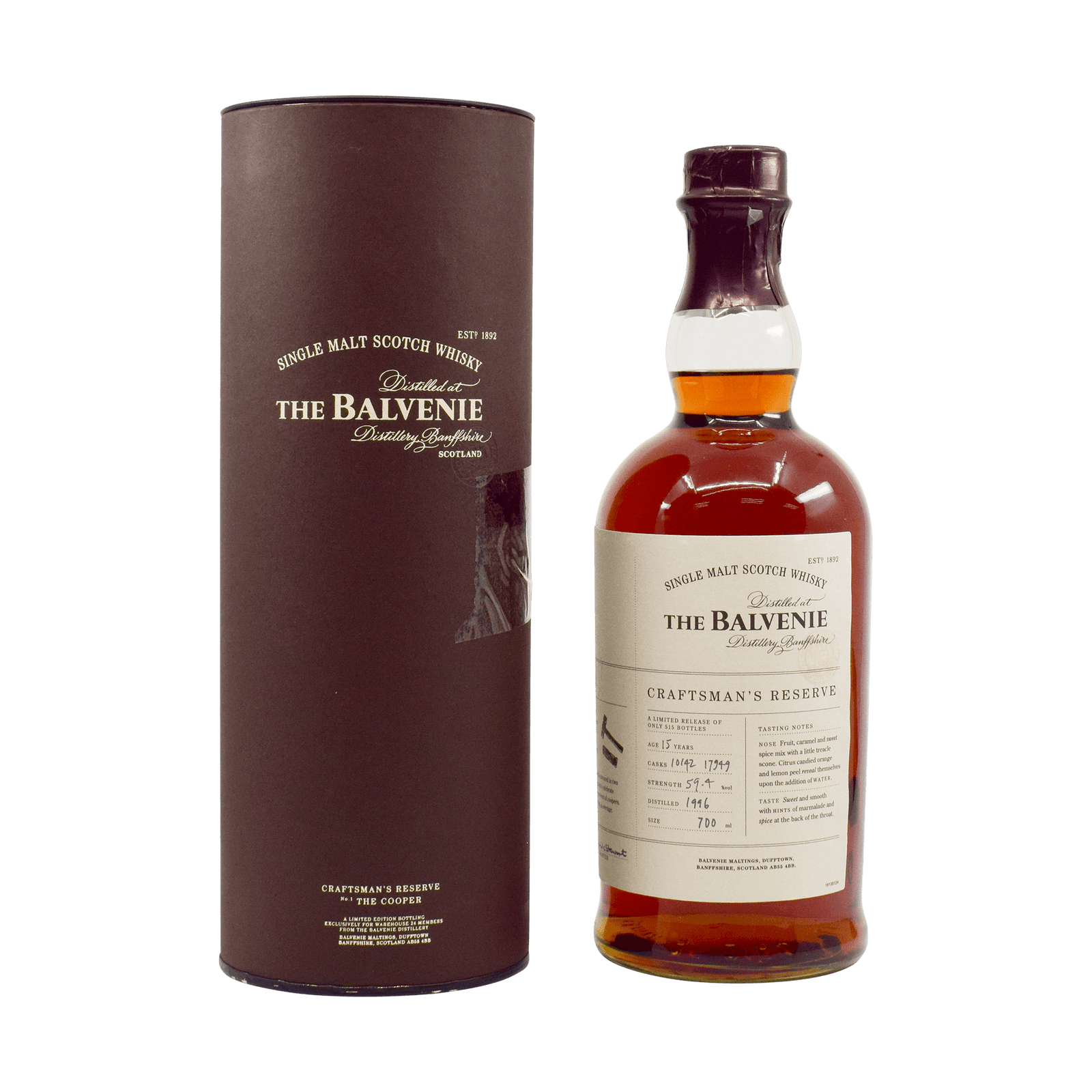 Balvenie 1996 15 Year Old 'Craftsman's Reserve – Number 1: The Cooper' 59.40% 70cl