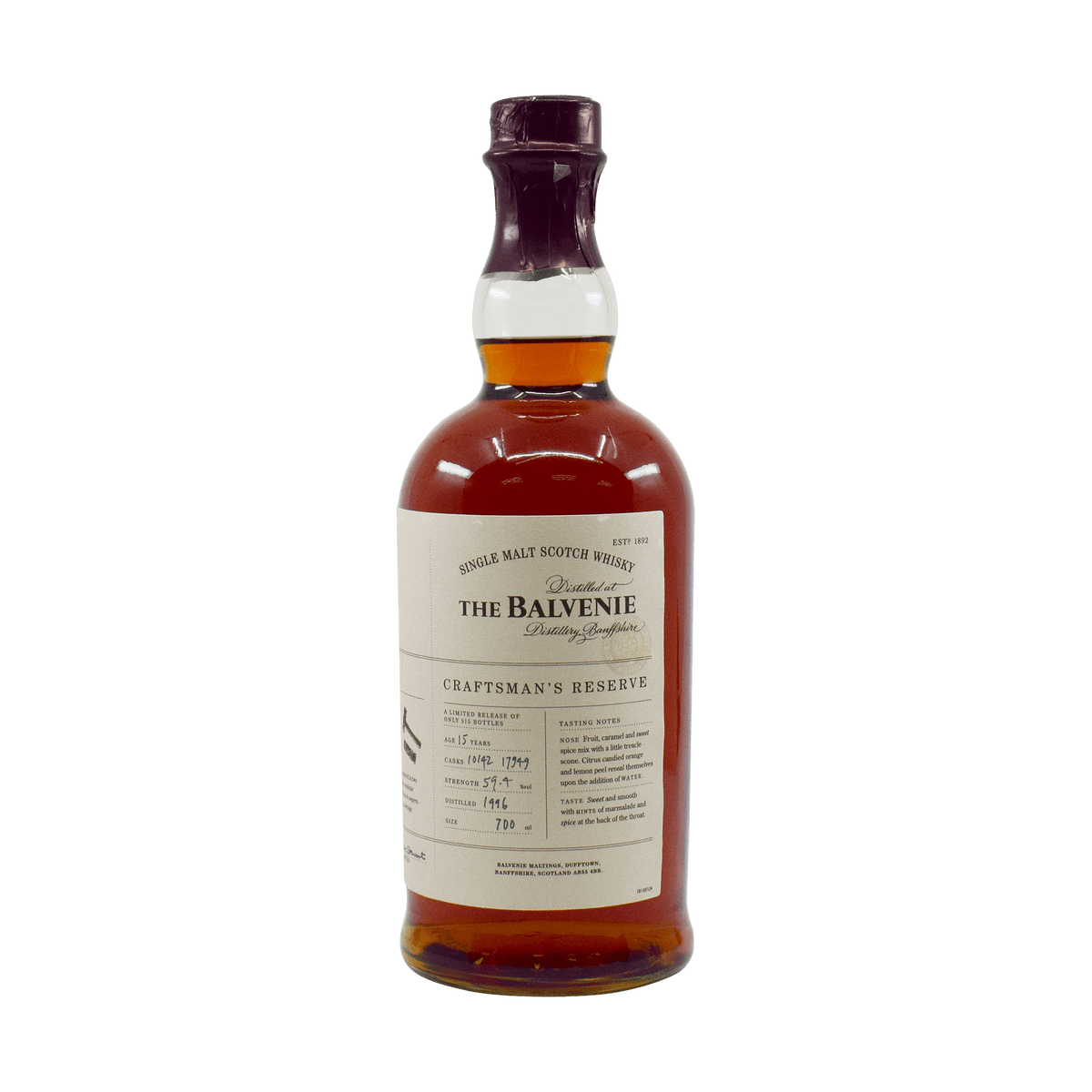 Balvenie 1996 15 Year Old &#39;Craftsman&#39;s Reserve – Number 1: The Cooper&#39; 59.40% 70cl