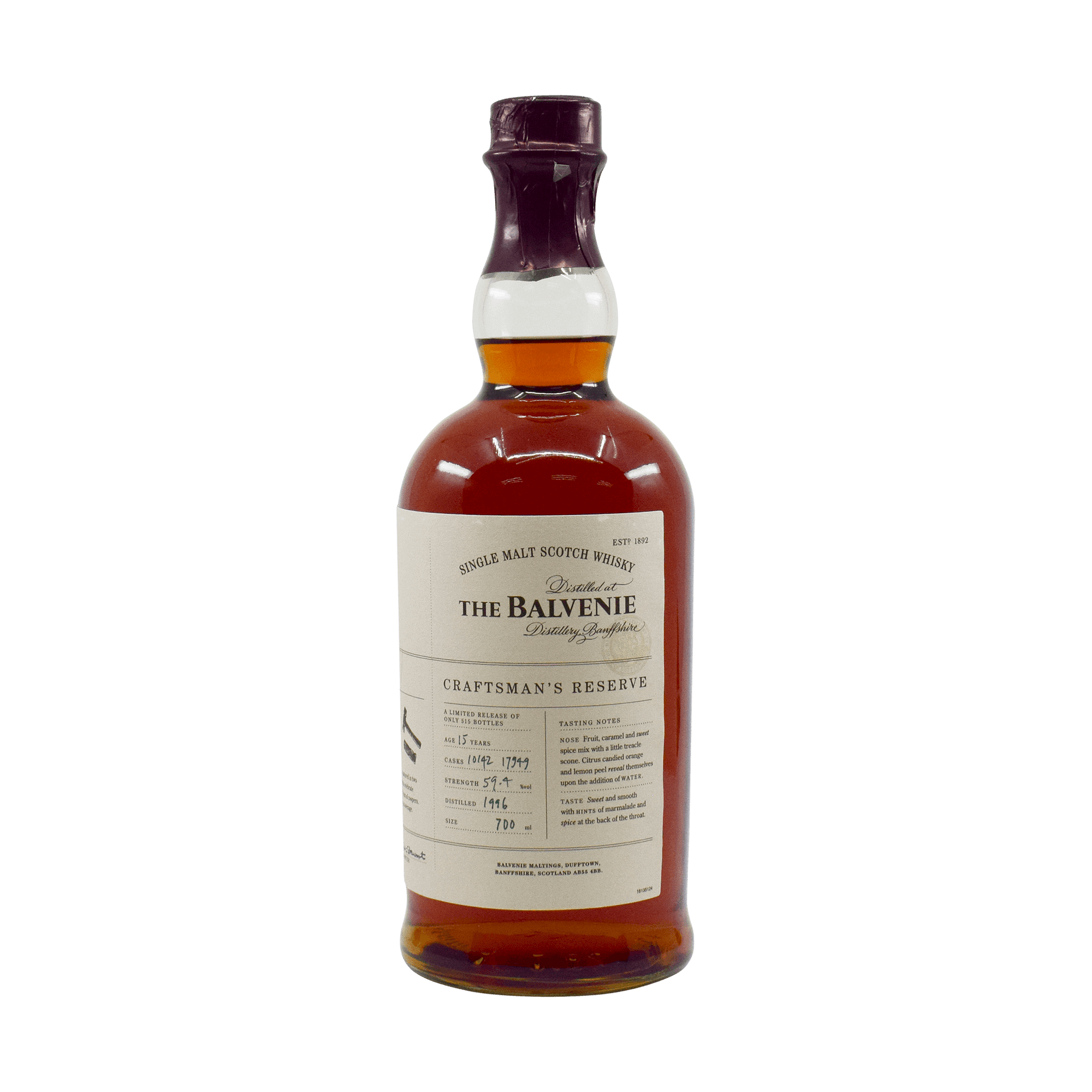 Balvenie 1996 15 Year Old 'Craftsman's Reserve – Number 1: The Cooper' 59.40% 70cl