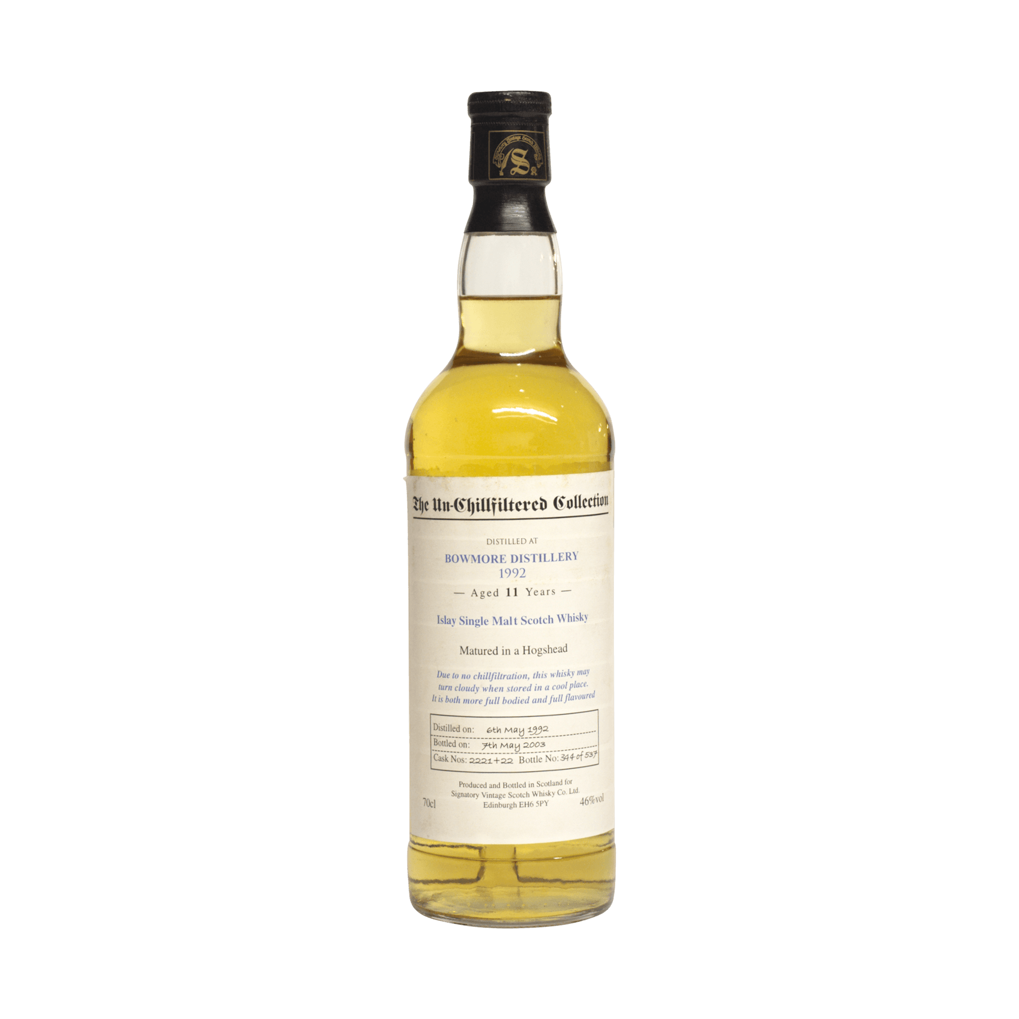Bowmore 1992 11 Year Old Signatory Vintage SW 46.00%