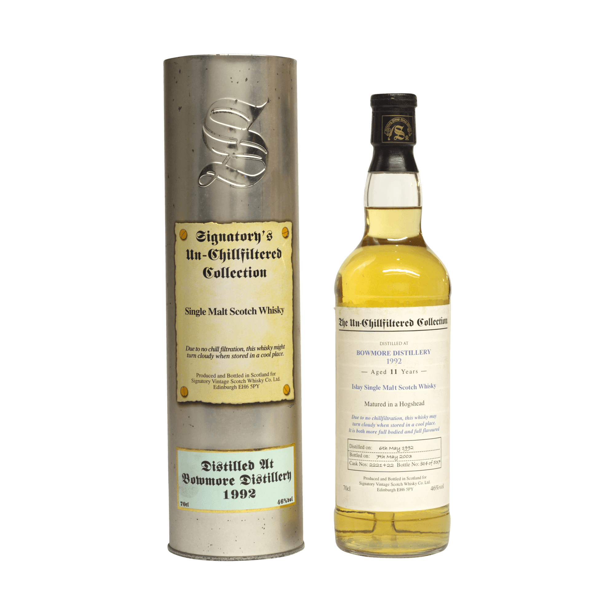Bowmore 1992 11 Year Old Signatory Vintage SW 46.00%