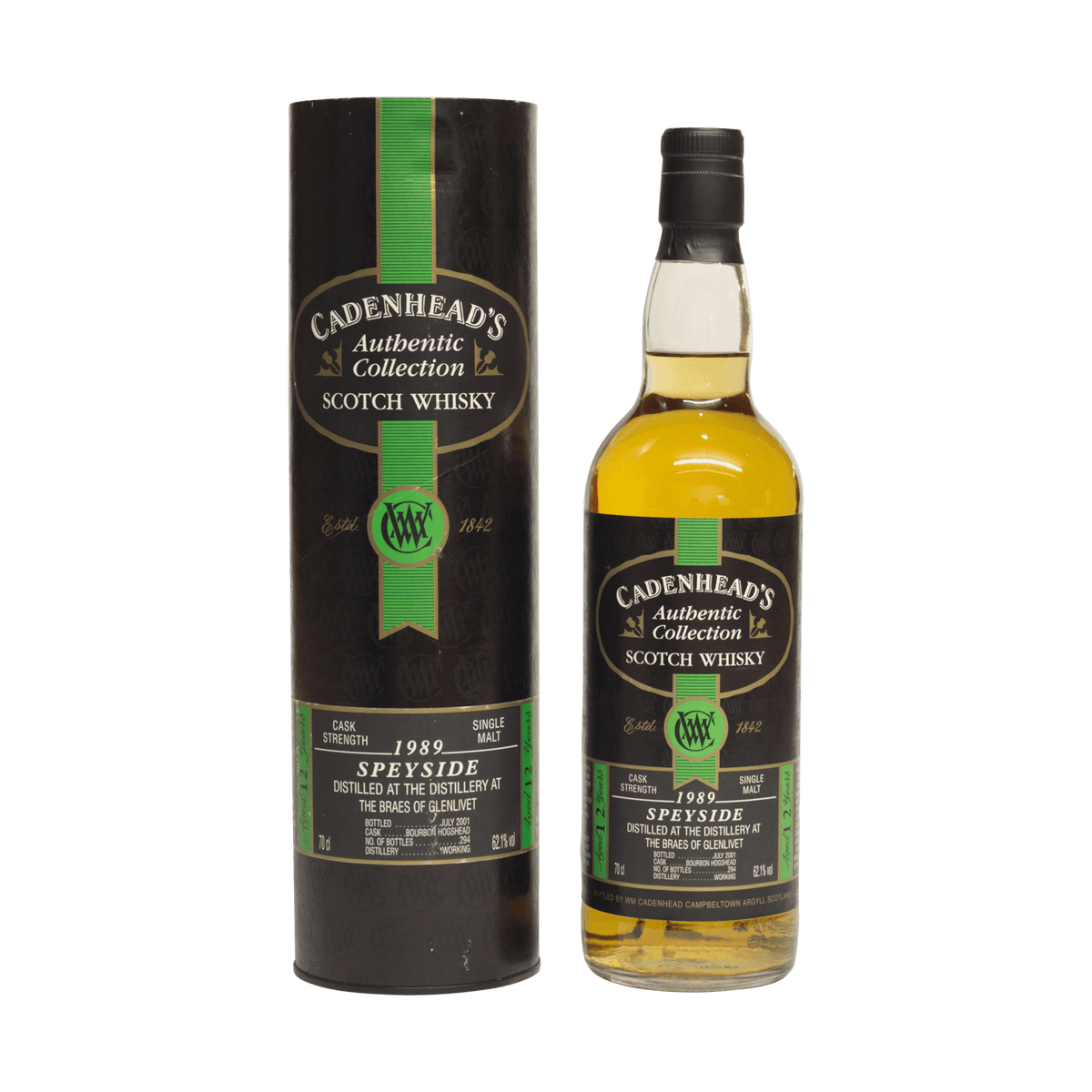 Braes of Glenlivet 1989 12 Year Old 'Authentic Collection' Cadenheads 62.10%