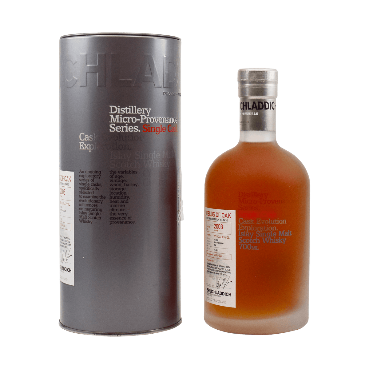 Bruichladdich 2003 7 Year Old 'Micro-Provenance – Fields of Oak.' 55.00% 70cl
