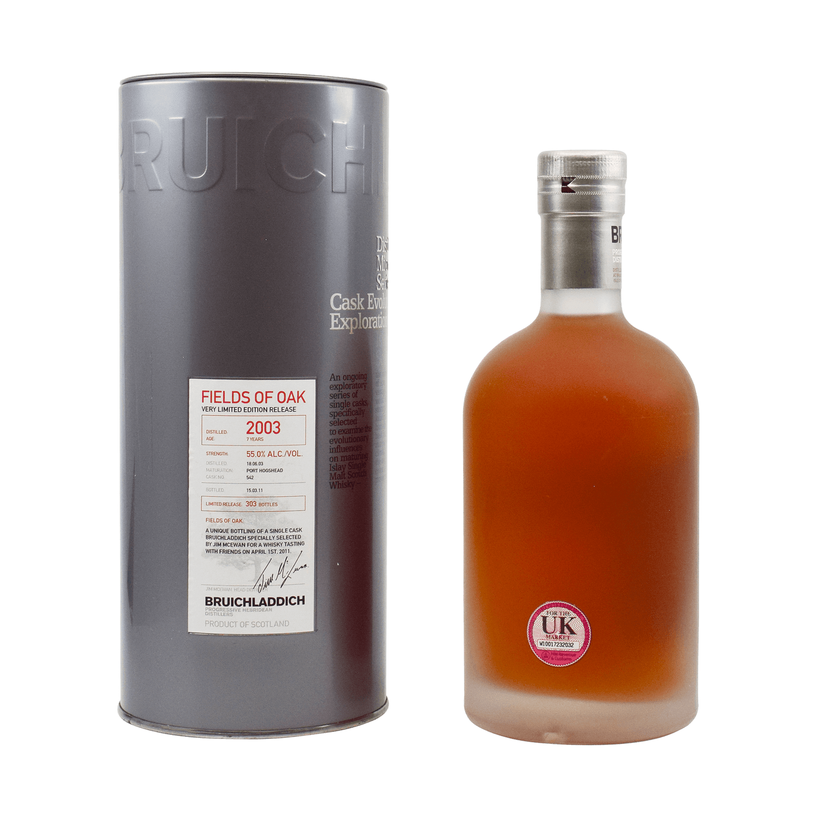 Bruichladdich 2003 7 Year Old 'Micro-Provenance – Fields of Oak.' 55.00% 70cl