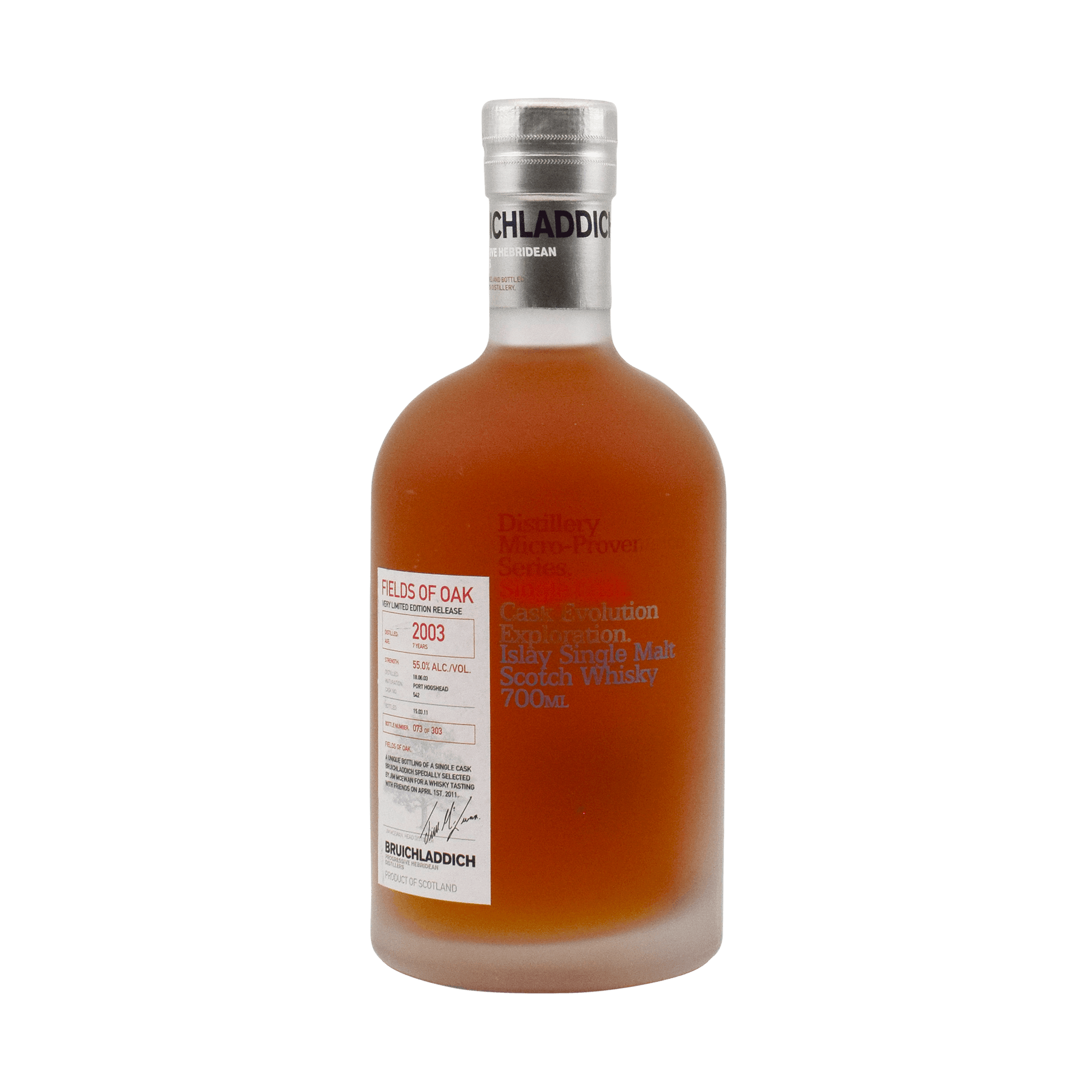 Bruichladdich 2003 7 Year Old 'Micro-Provenance – Fields of Oak.' 55.00% 70cl