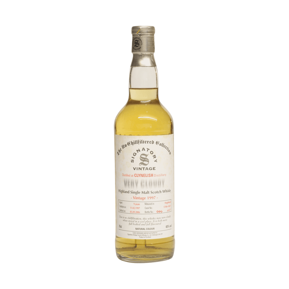 Clynelish 1997 9 Year Old &#39;Very Cloudy&#39; Signatory Vintage SW 40.00%