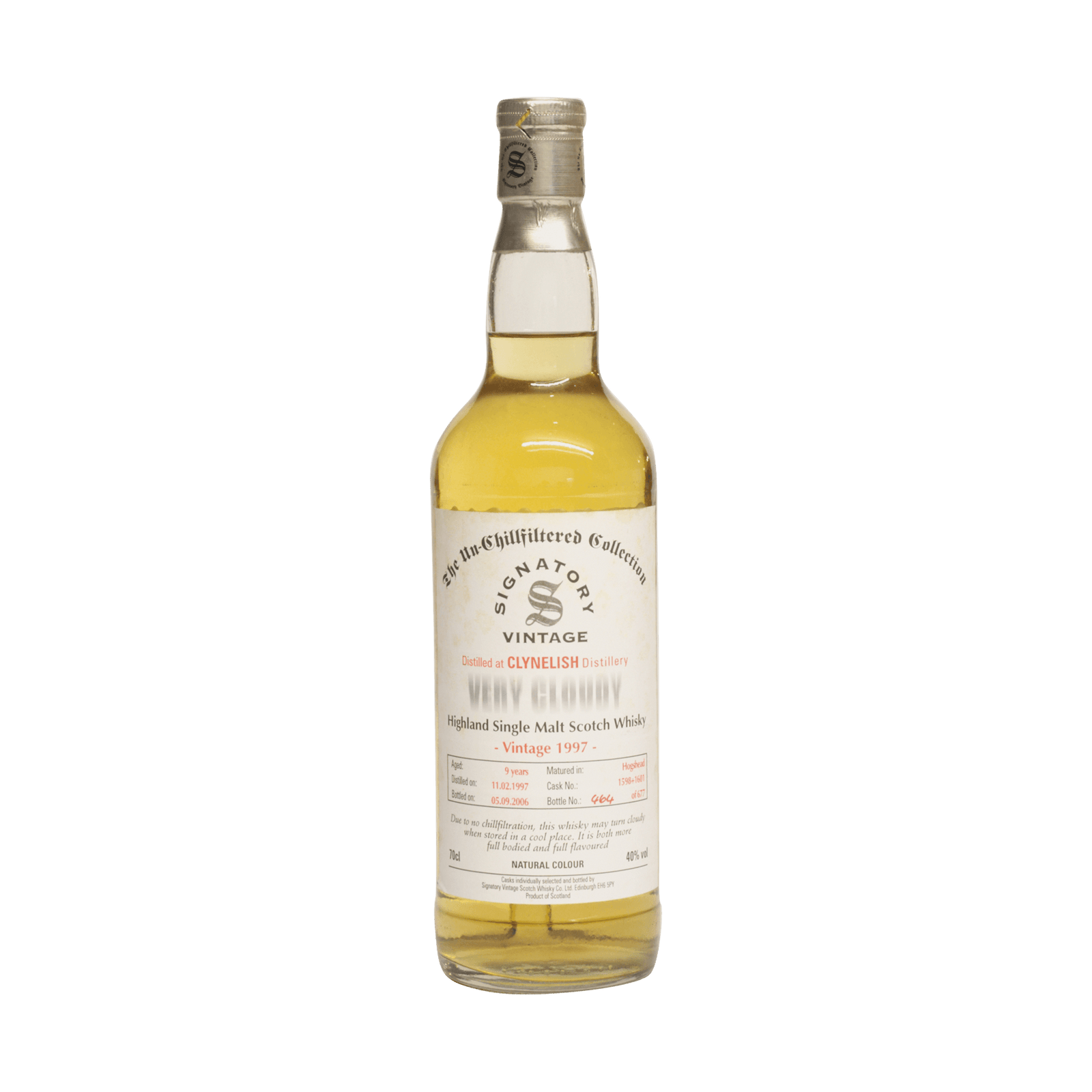 Clynelish 1997 9 Year Old 'Very Cloudy' Signatory Vintage SW 40.00%