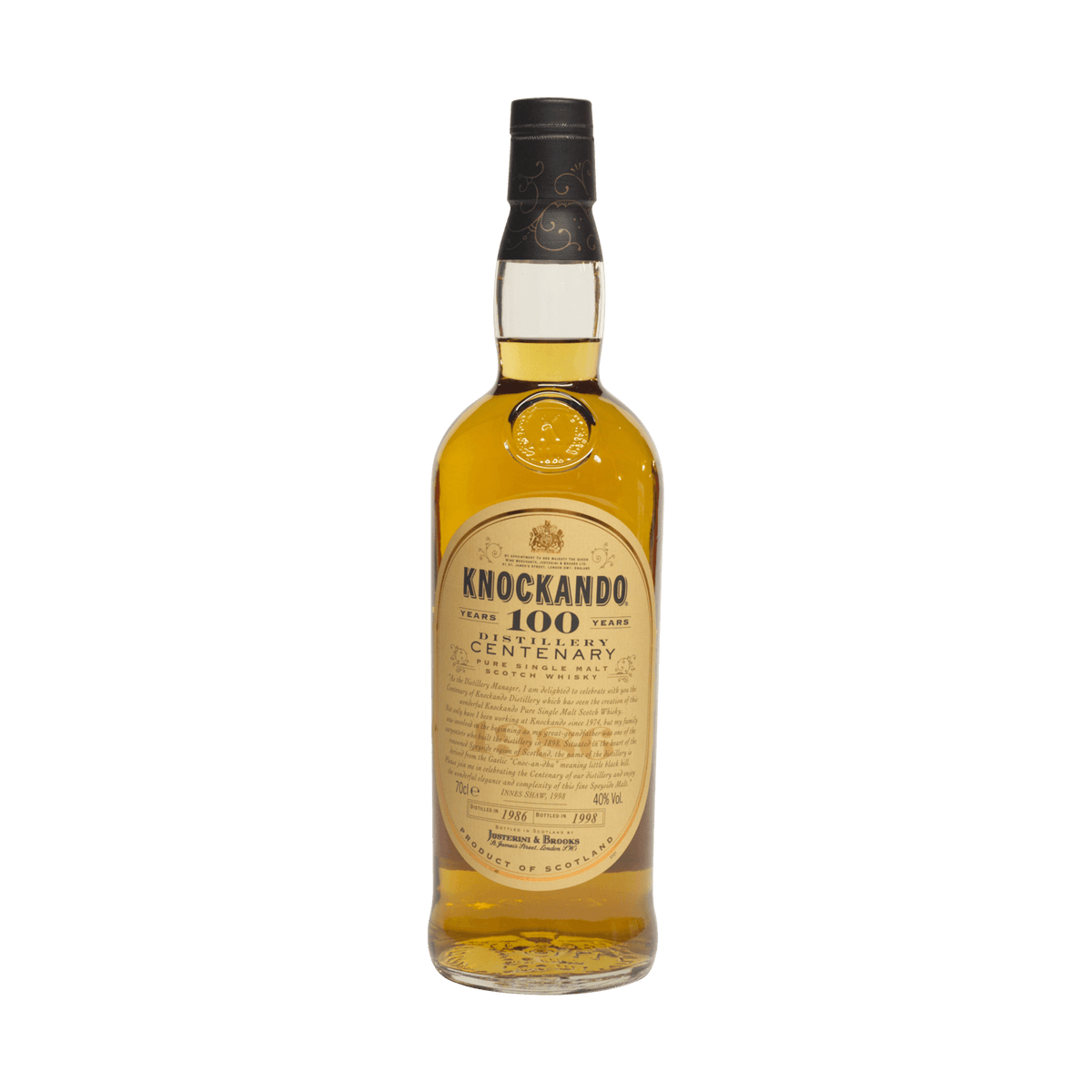 Knockando 1986 12 Year Old &quot;Centenary&#39; Justerini &amp; Brooks 40.00%
