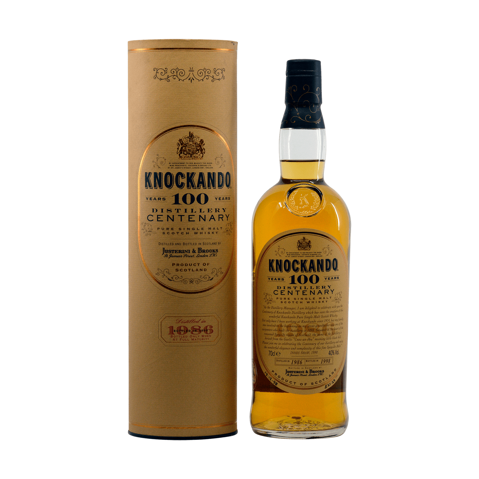 Knockando 1986 12 Year Old 'Distillery Centenary' Justerini & Brooks 40.00%